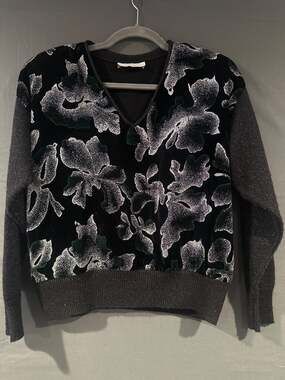 Savion Vintage Floral Velvet Sweater 12 Whimsigoth Dark Romantic Holiday Glam